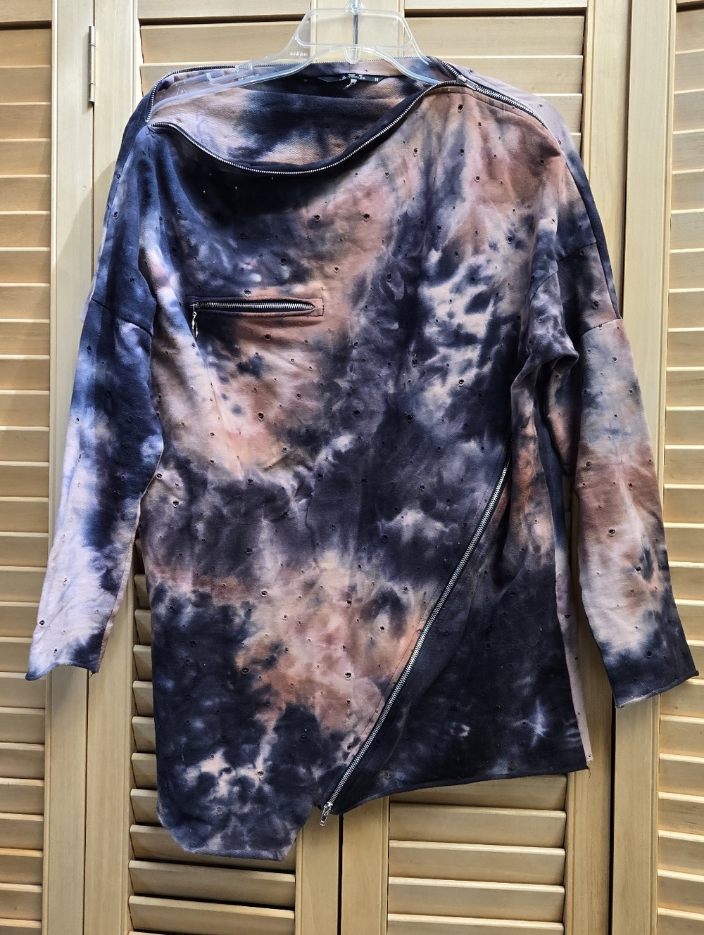 TOV LA Asymmetrical Tie Dye Zippers Top Size 38